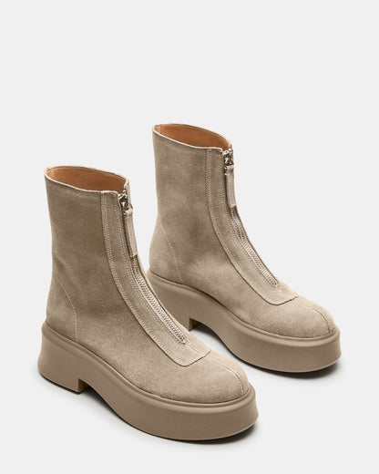 JONES Light Grey Zipper Lug Women's Ankle Boot - Steve Madden