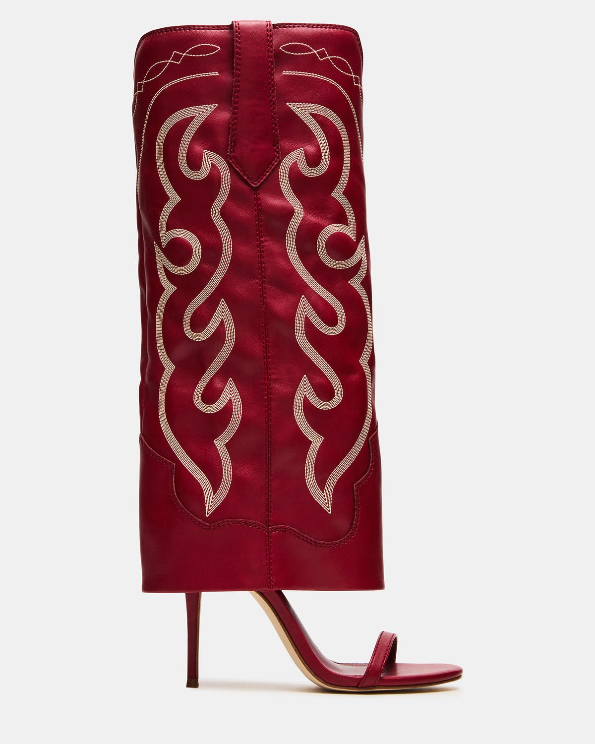 RAVINE Western Red Knee-High Cuffed Stiletto Heel Women's Boot - Steve Madden