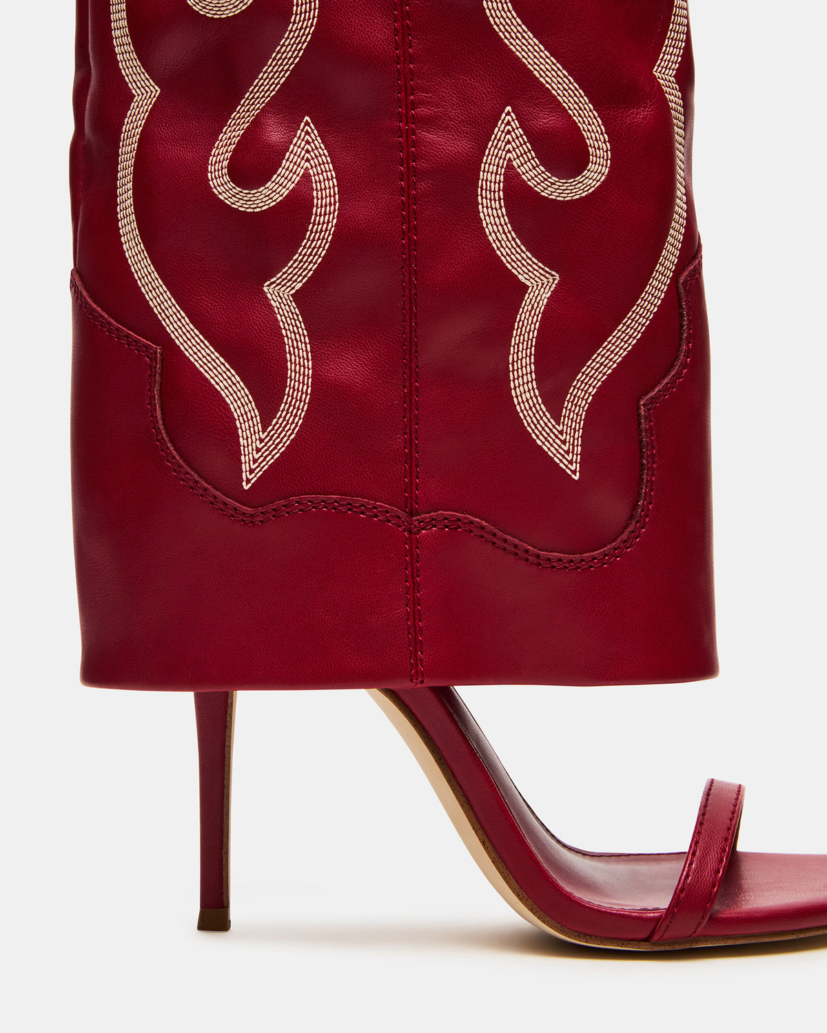 RAVINE Western Red Knee-High Cuffed Stiletto Heel Women's Boot - Steve Madden