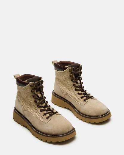 CINO Taupe Suede Women's Lug Lace-Up Ankle Boot - Steve Madden