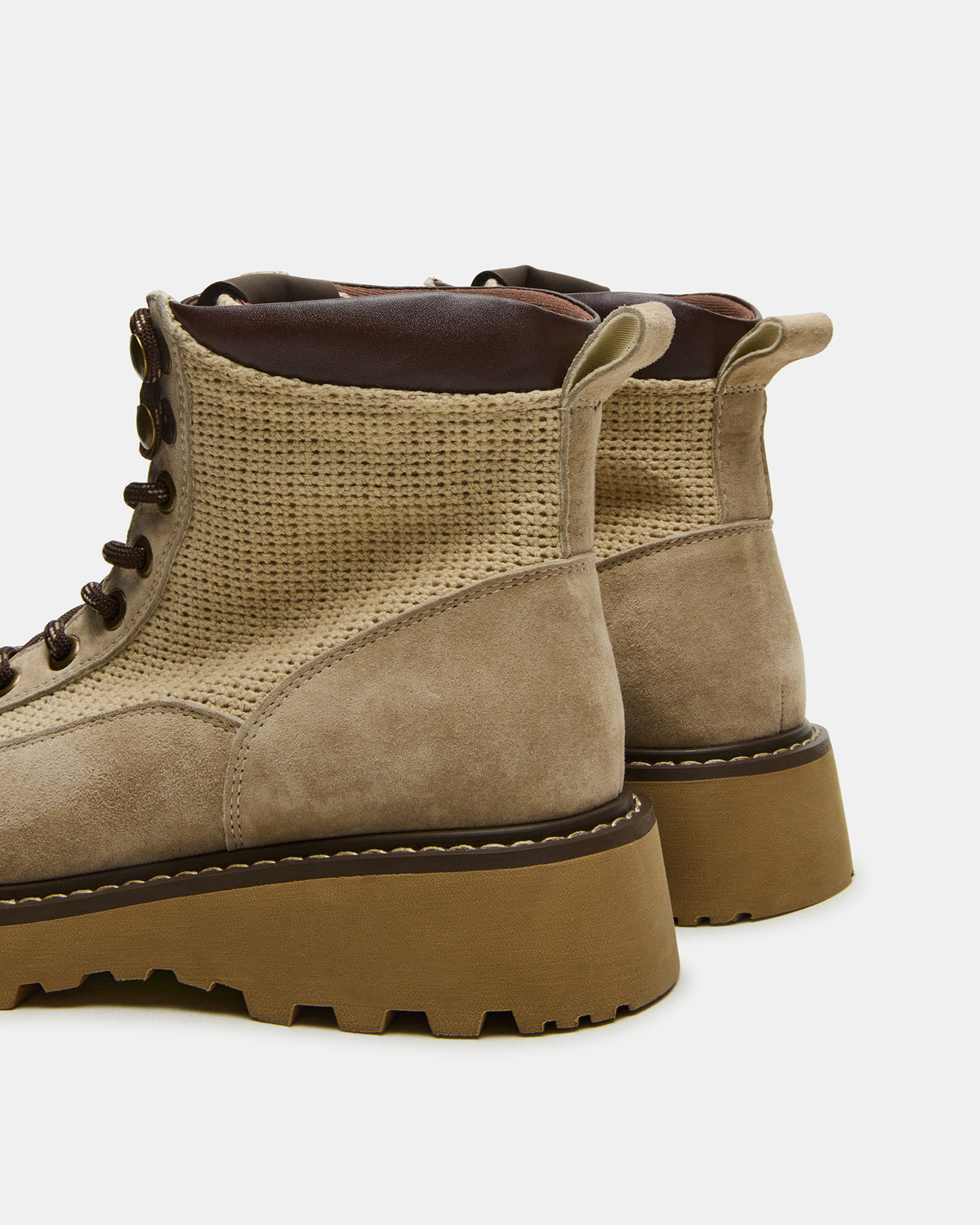 CINO Taupe Suede Women's Lug Lace-Up Ankle Boot - Steve Madden