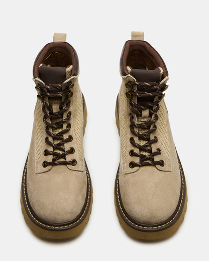 CINO Taupe Suede Women's Lug Lace-Up Ankle Boot - Steve Madden