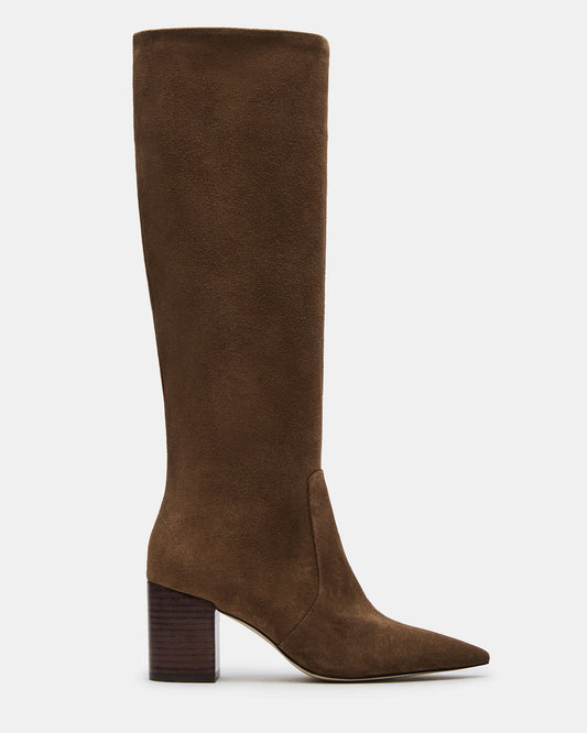 SKYLINE Chestnut Suede Knee-High Pointed Toe Women's Boot - Steve Madden