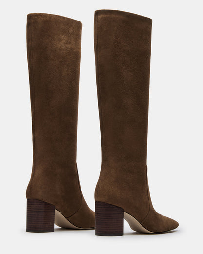 SKYLINE Chestnut Suede Knee-High Pointed Toe Women's Boot - Steve Madden