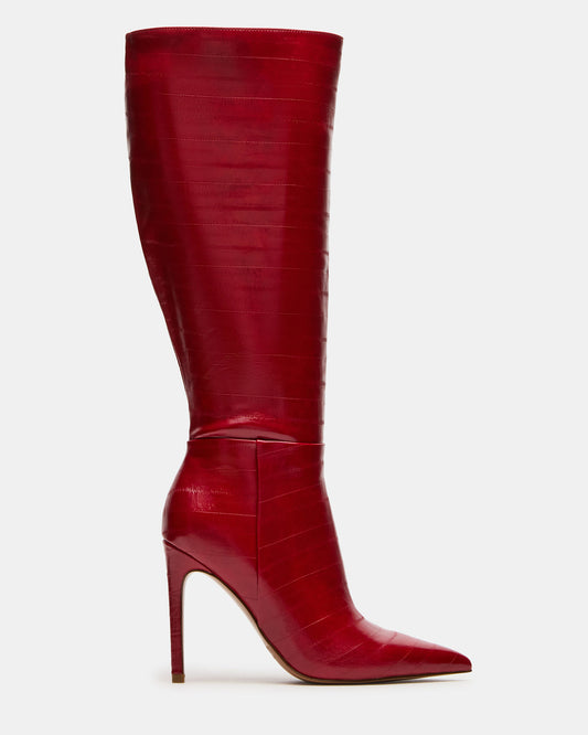 NITRO Red Eel Wide Calf Pointed-Toe Stiletto Heel Knee-High Women's Boots - Steve Madden