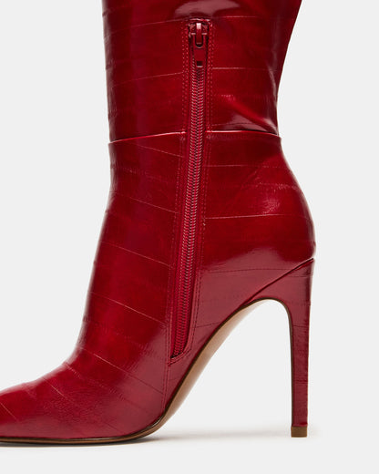 NITRO Red Eel Wide Calf Pointed-Toe Stiletto Heel Knee-High Women's Boots - Steve Madden