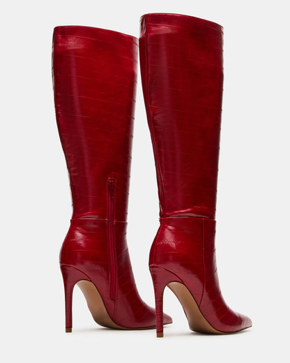 NITRO Red Eel Wide Calf Pointed-Toe Stiletto Heel Knee-High Women's Boots - Steve Madden