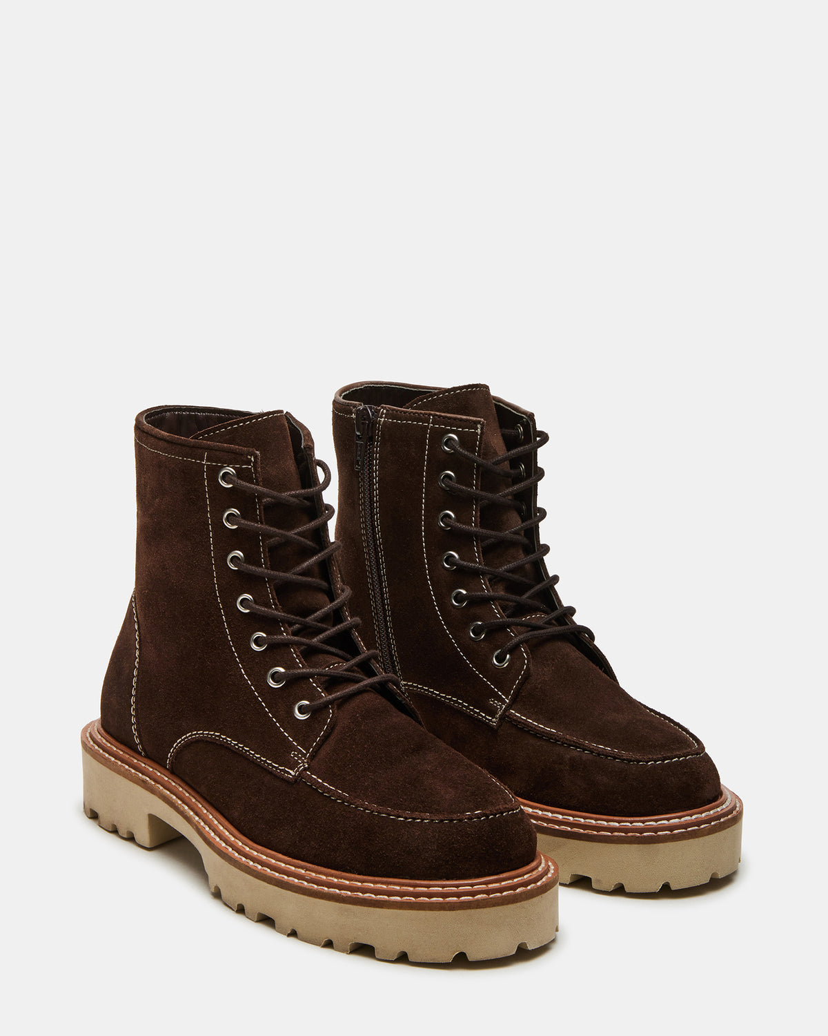 FOREST Brown Suede Lug Ankle Boot | Women's Booties - Steve Madden