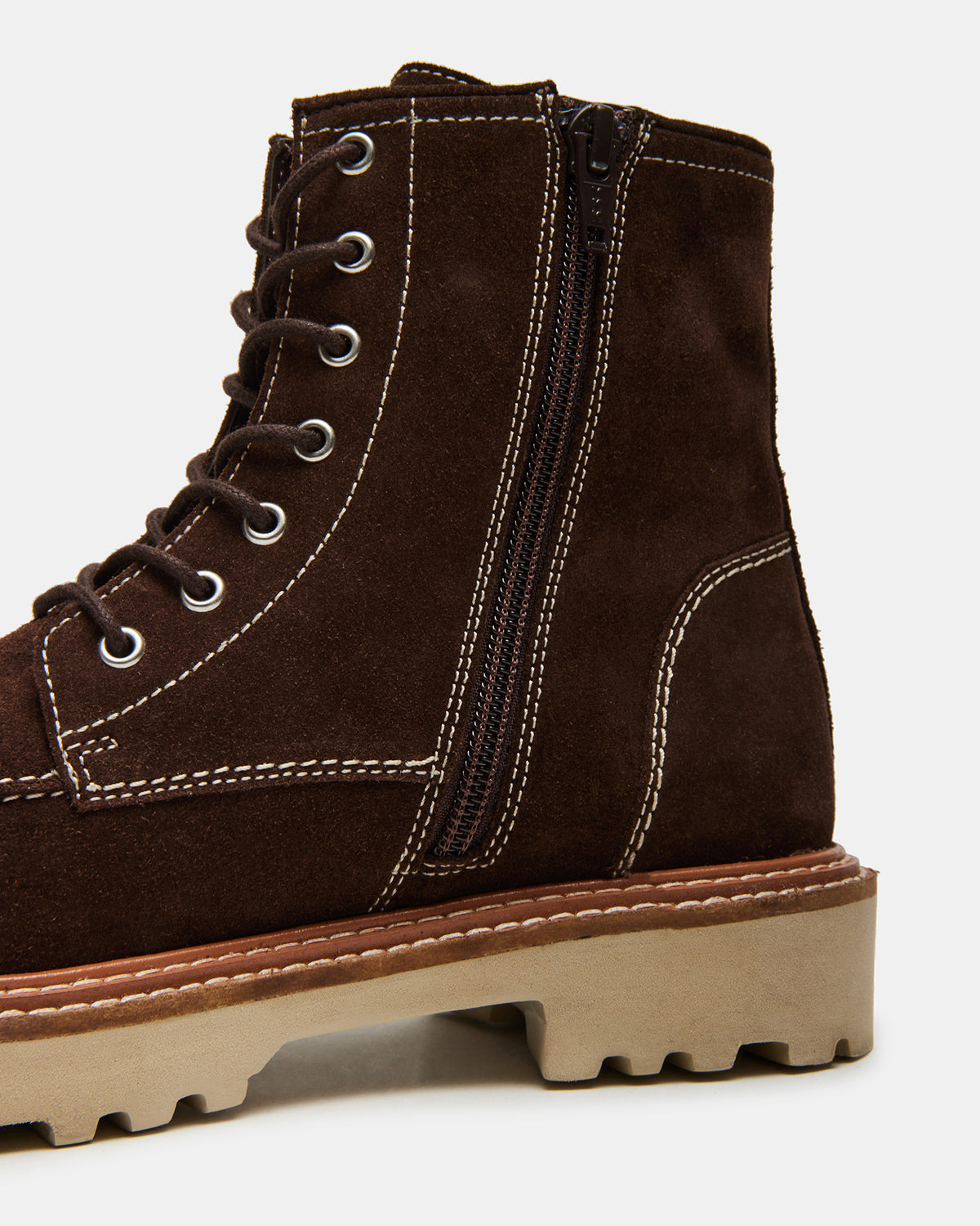 FOREST Brown Suede Lug Ankle Boot | Women's Booties - Steve Madden