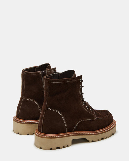 FOREST Brown Suede Lug Ankle Boot | Women's Booties - Steve Madden