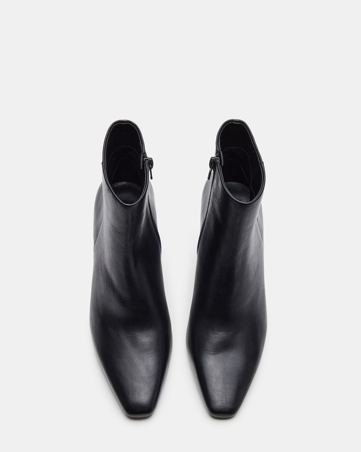 AIDAN Black Leather Block Heel Ankle Boot | Women's Booties - Steve Madden