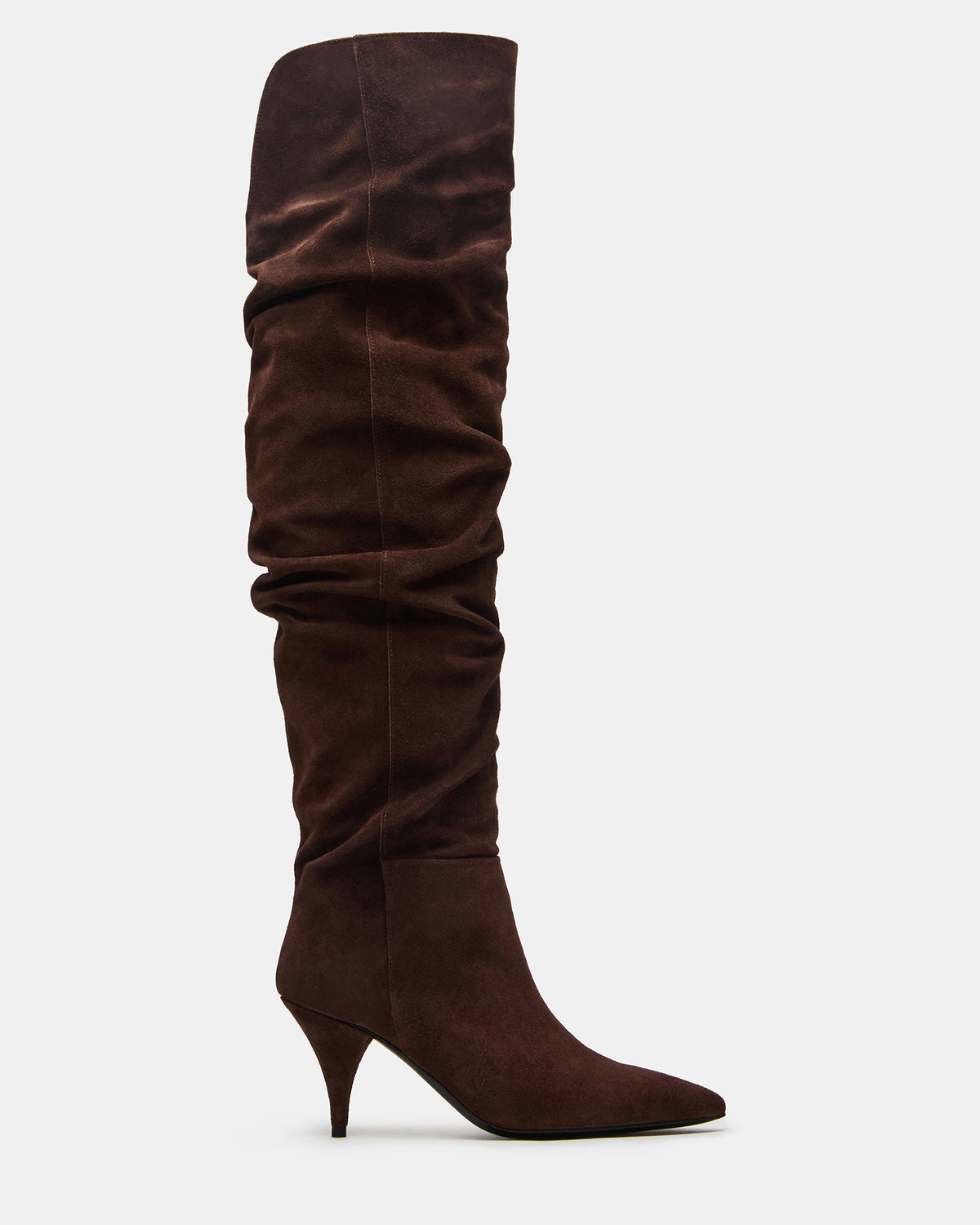 LINGER Brown Suede Pointed-Toe Over-The-Knee Heeled Women's Boot - Steve Madden