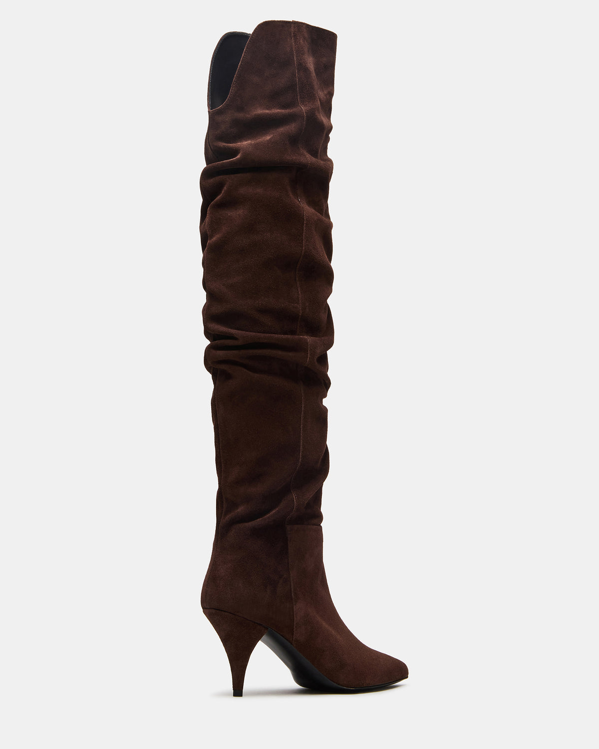LINGER Brown Suede Pointed-Toe Over-The-Knee Heeled Women's Boot - Steve Madden
