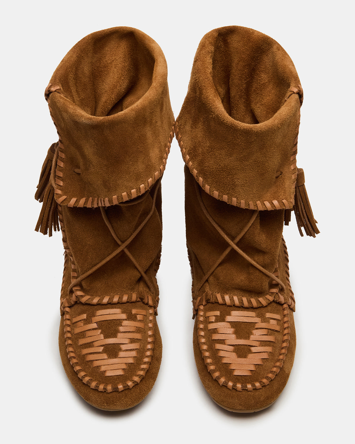 TIPPETT Chestnut Suede Fold-Over Tassel Boot | Women's Boots - Steve Madden