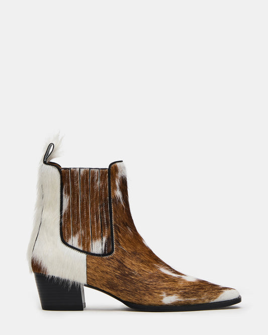 ALFONSA Brown Multi Chelsea Block Heel Women's Ankle Boot - Steve Madden