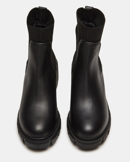 HUTCHH20 Black Water-Resistant Lug Sole Ankle Boot | Women's Booties - Steve Madden