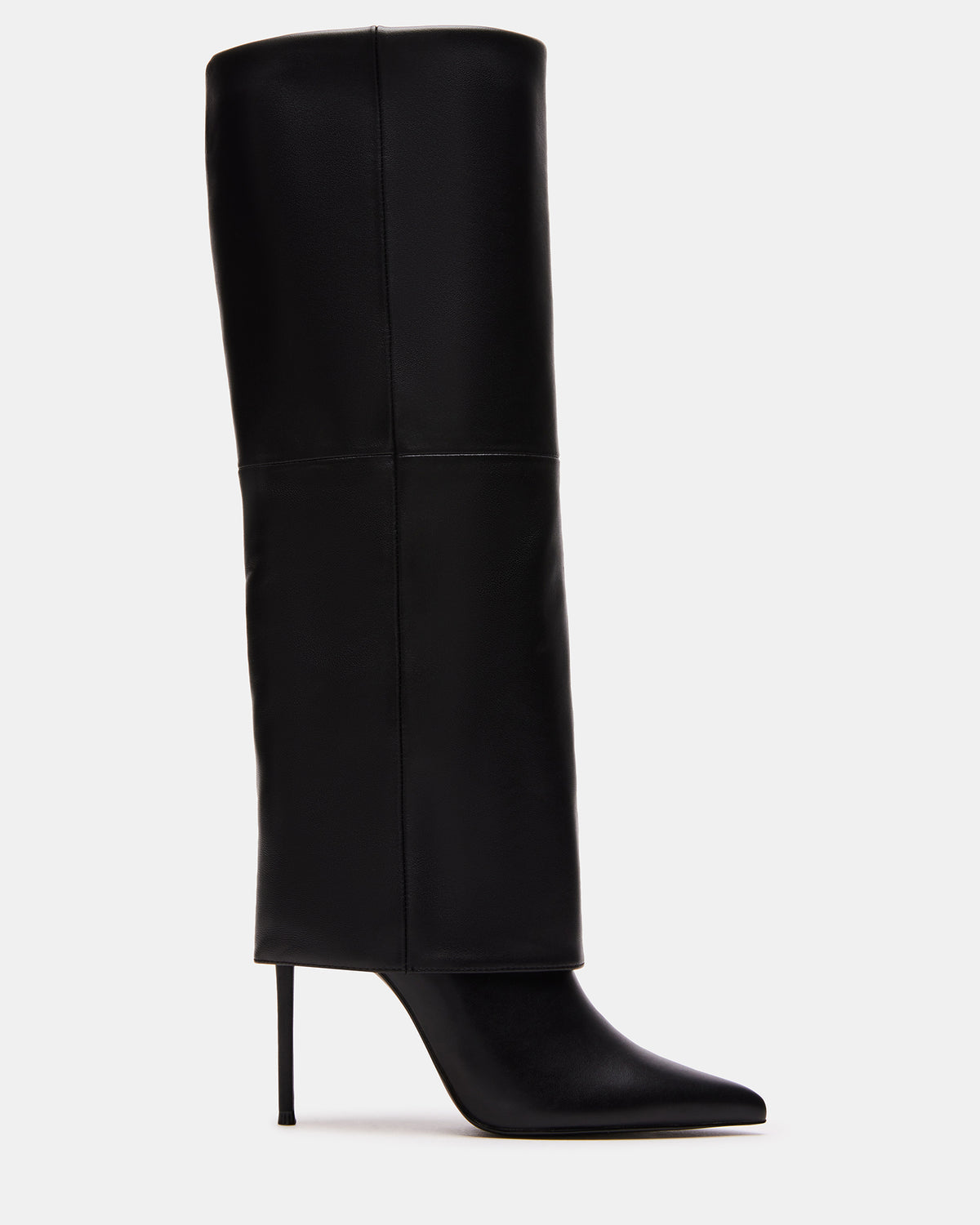 SMITH Black Leather Women's Cuffed Stiletto Boot - Steve Madden