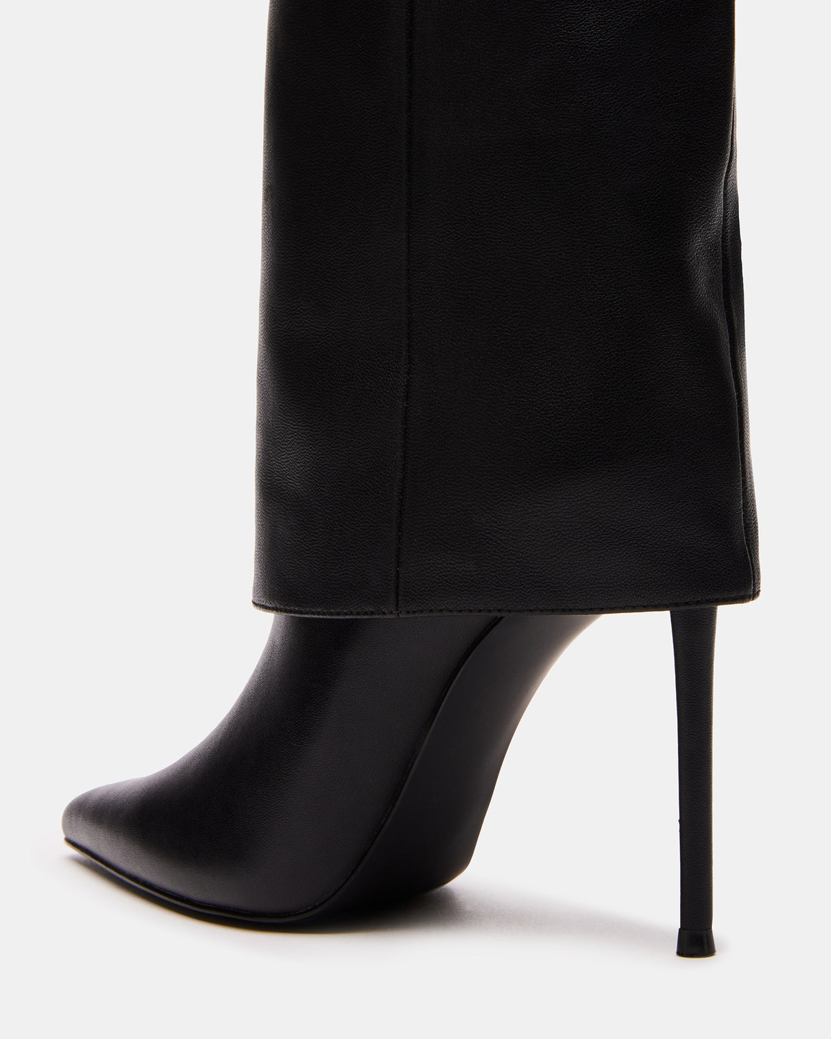 SMITH Black Leather Women's Cuffed Stiletto Boot - Steve Madden