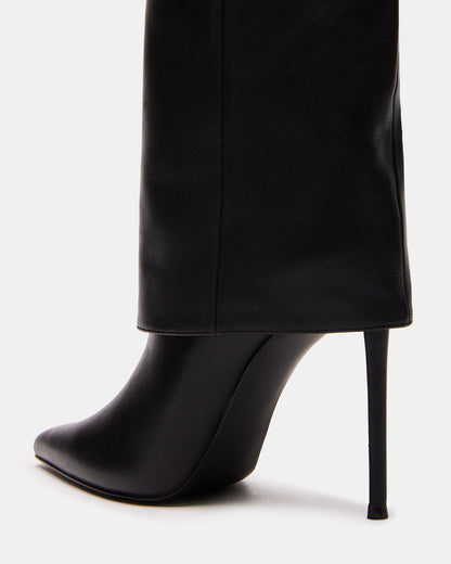 SMITH Black Leather Women's Cuffed Stiletto Boot - Steve Madden