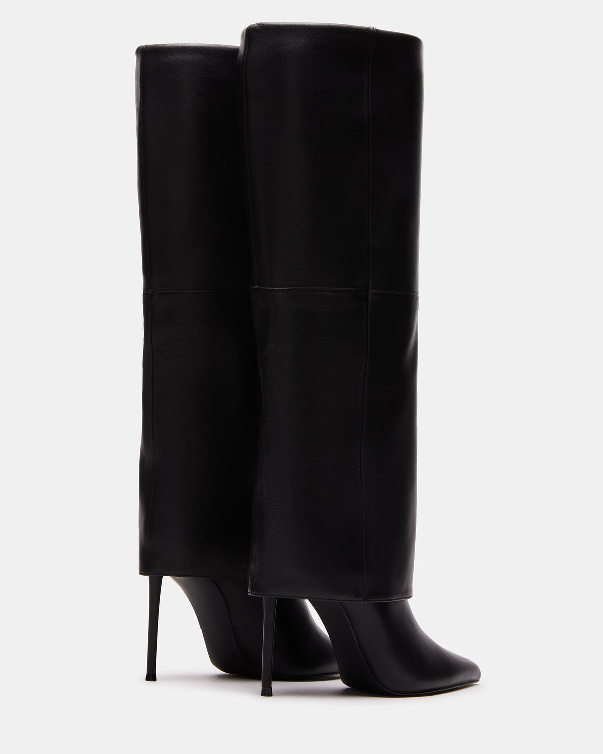SMITH Black Leather Women's Cuffed Stiletto Boot - Steve Madden