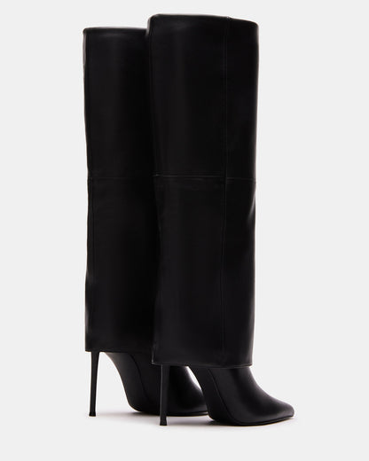 SMITH Black Leather Women's Cuffed Stiletto Boot - Steve Madden