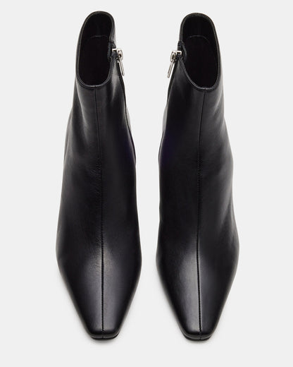 DELVIE Black Leather Kitten Heel Ankle Boot | Women's Booties - Steve Madden