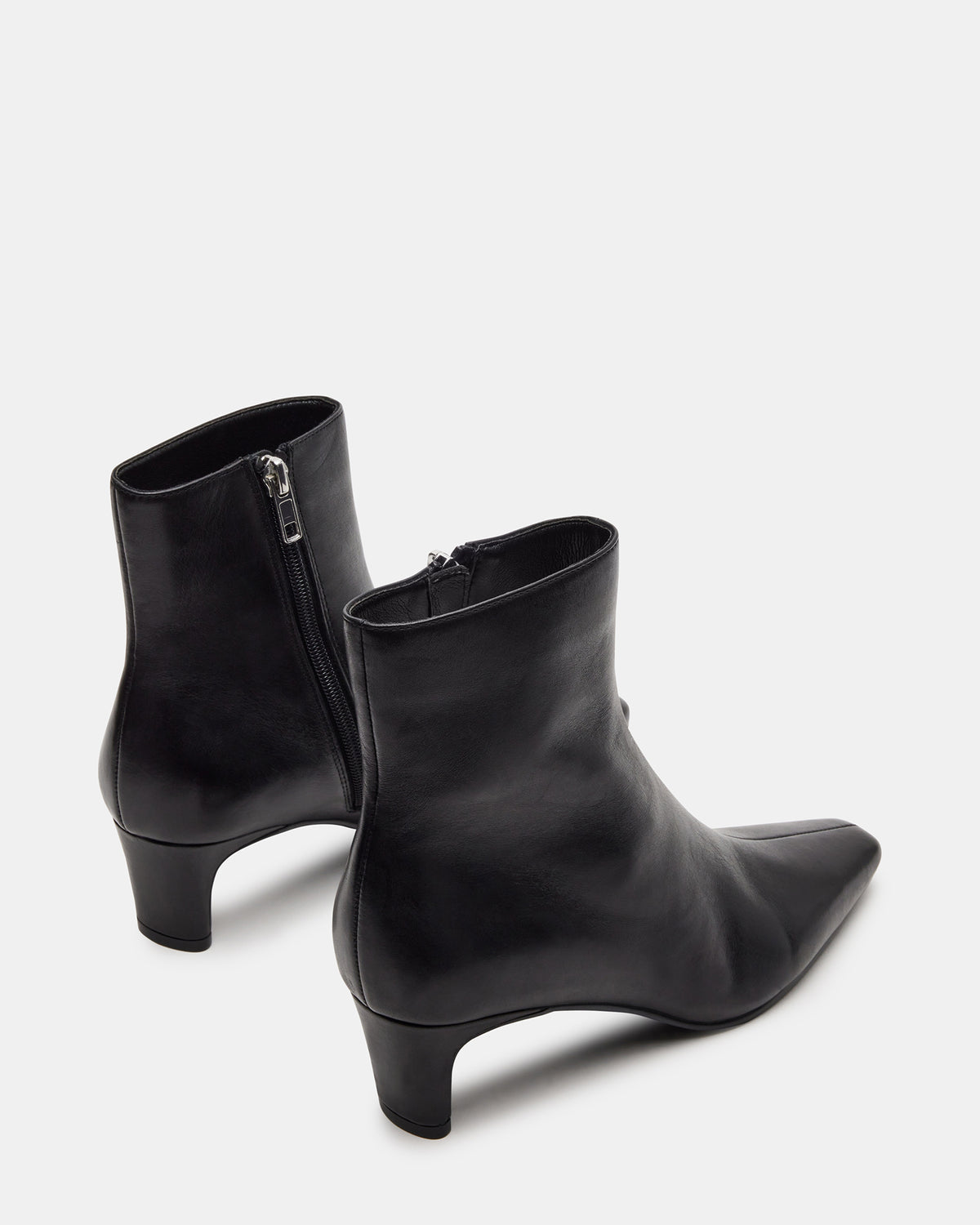 DELVIE Black Leather Kitten Heel Ankle Boot | Women's Booties - Steve Madden
