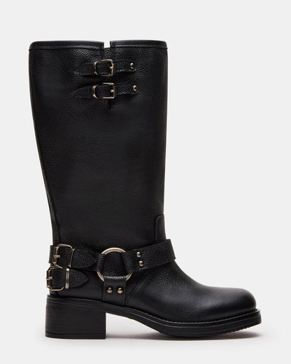 ASTOR Black Leather Wide Calf Knee-High Women's Boot - Steve Madden
