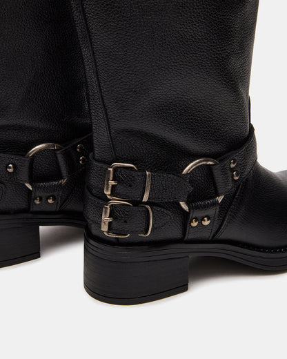 ASTOR Black Leather Wide Calf Knee-High Women's Boot - Steve Madden