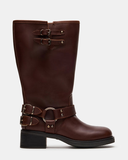 ASTOR Brown Leather Wide Calf Knee-High Women's Boot - Steve Madden
