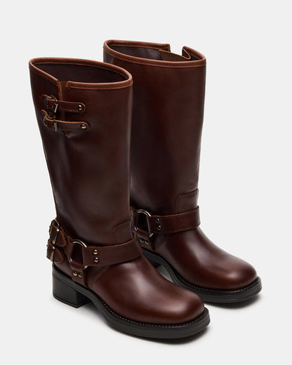 ASTOR Brown Leather Wide Calf Knee-High Women's Boot - Steve Madden