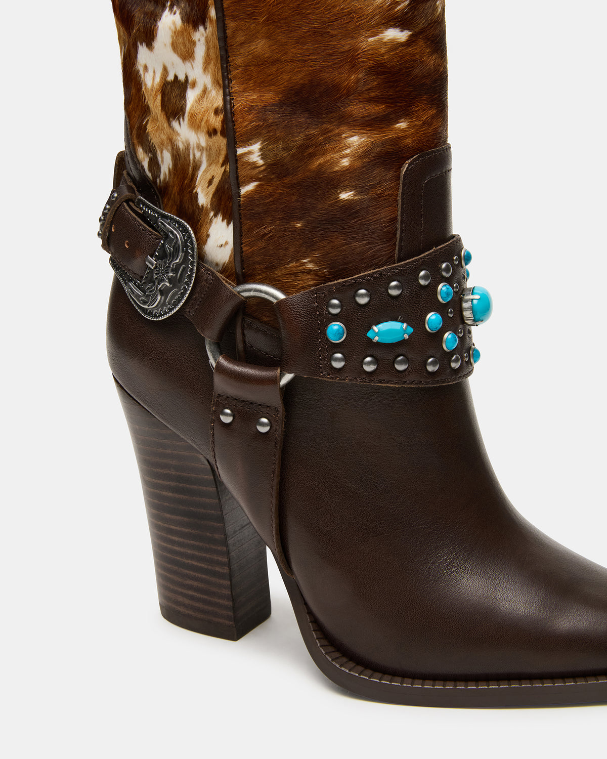 KOLT-H Brown Multi Pointed-Toe Knee-High Western Block Heel Women's Boot - Steve Madden