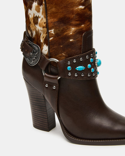 KOLT-H Brown Multi Pointed-Toe Knee-High Western Block Heel Women's Boot - Steve Madden