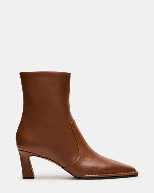 FARE Tan Leather Square Toe Women's Ankle Boot - Steve Madden