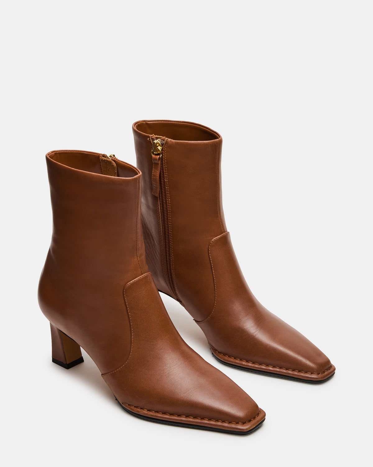 FARE Tan Leather Square Toe Women's Ankle Boot - Steve Madden