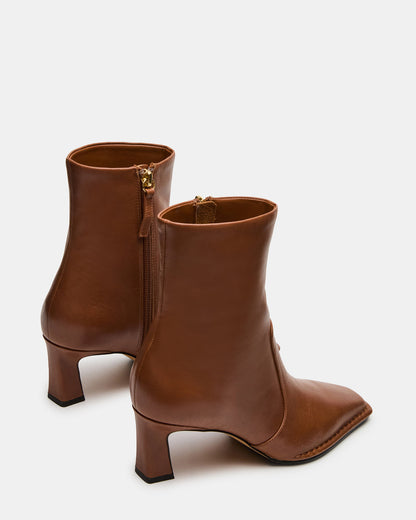 FARE Tan Leather Square Toe Women's Ankle Boot - Steve Madden