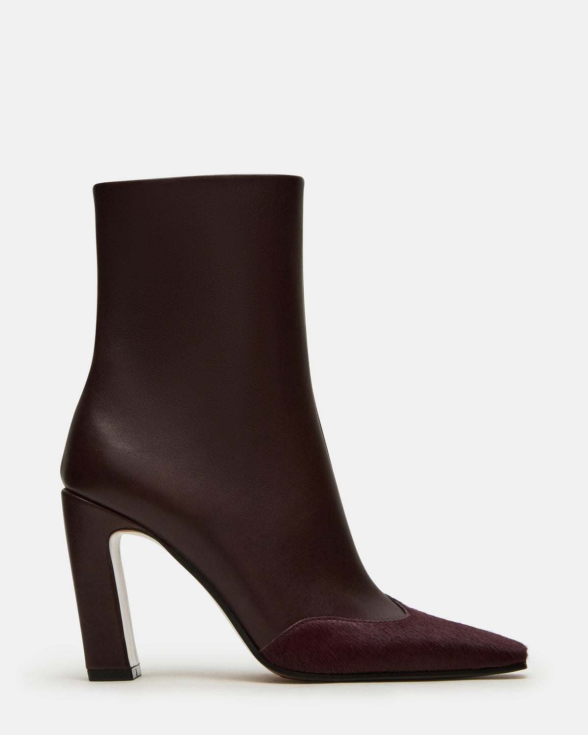 LYLE Burgundy Leather Square-Toe Heeled Women's Ankle Boot - Steve Madden