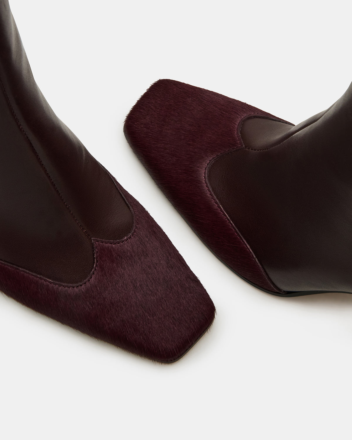 LYLE Burgundy Leather Square-Toe Heeled Women's Ankle Boot - Steve Madden