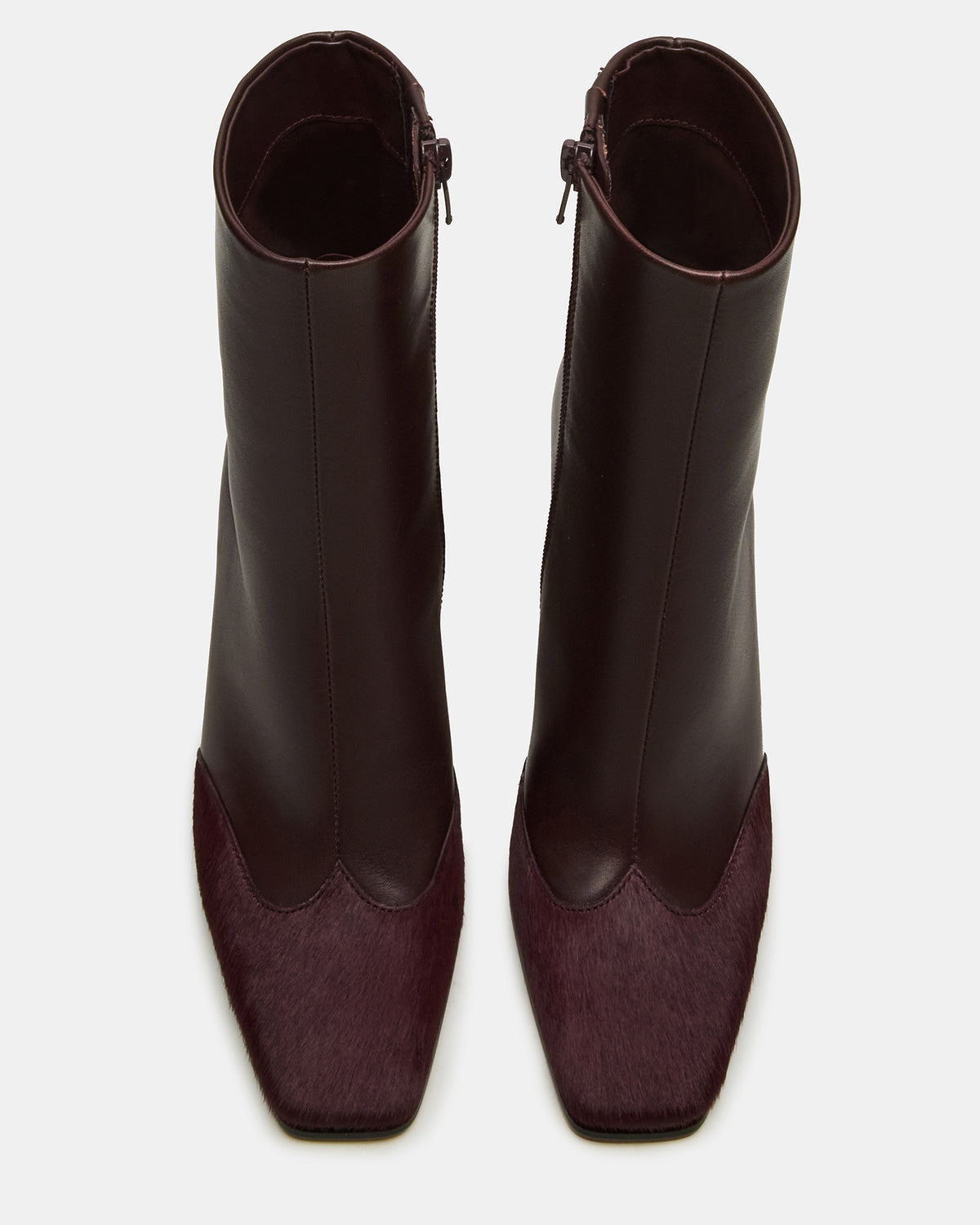 LYLE Burgundy Leather Square-Toe Heeled Women's Ankle Boot - Steve Madden