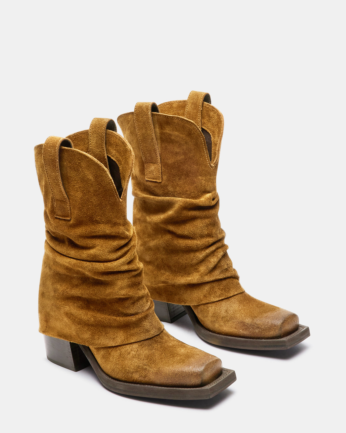 PIA Chestnut Suede Cuffed Boot | Women's Booties - Steve Madden