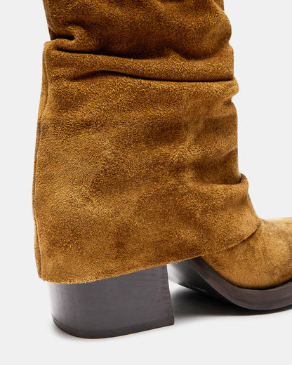 PIA Chestnut Suede Cuffed Boot | Women's Booties - Steve Madden