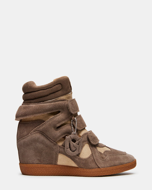 MAVIS Taupe Suede High-Top Velcro Women's Sneaker - Steve Madden