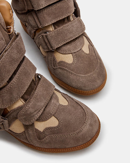 MAVIS Taupe Suede High-Top Velcro Women's Sneaker - Steve Madden