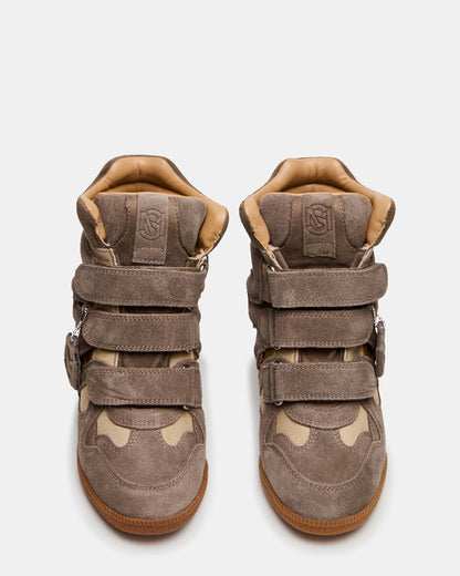 MAVIS Taupe Suede High-Top Velcro Women's Sneaker - Steve Madden