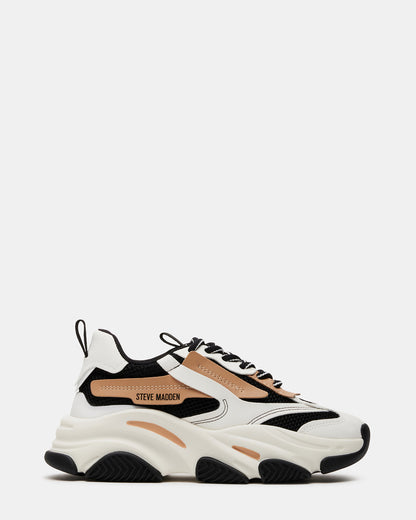 POSSESSION Black/Tan Platform Lace-Up Women's Sneaker - Steve Madden