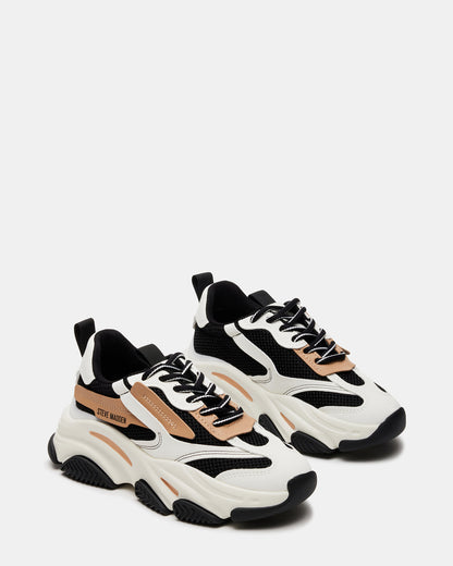 POSSESSION Black/Tan Platform Lace-Up Women's Sneaker - Steve Madden