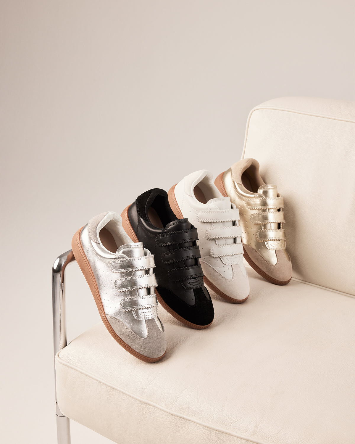 MOMENTUM Gold Velcro Low-Top Women's Sneakers - Steve Madden