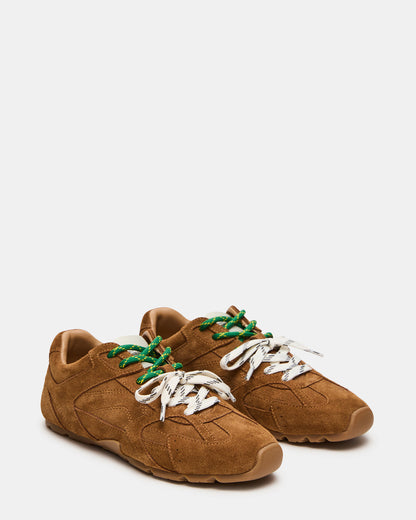 AZIEL Camel Suede Low-Top Lace-Up Women's Sneakers - Steve Madden