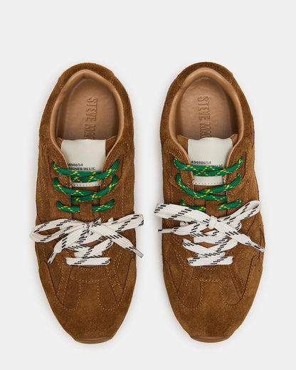 AZIEL Camel Suede Low-Top Lace-Up Women's Sneakers - Steve Madden
