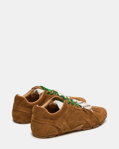 AZIEL Camel Suede Low-Top Lace-Up Women's Sneakers - Steve Madden